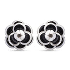 Floral Stud Earrings in Silver Tone