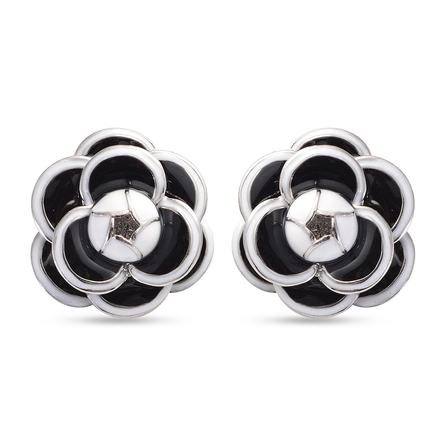 Floral Stud Earrings in Silver Tone 6351223 0