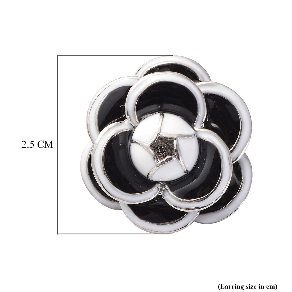 Floral Stud Earrings in Silver Tone