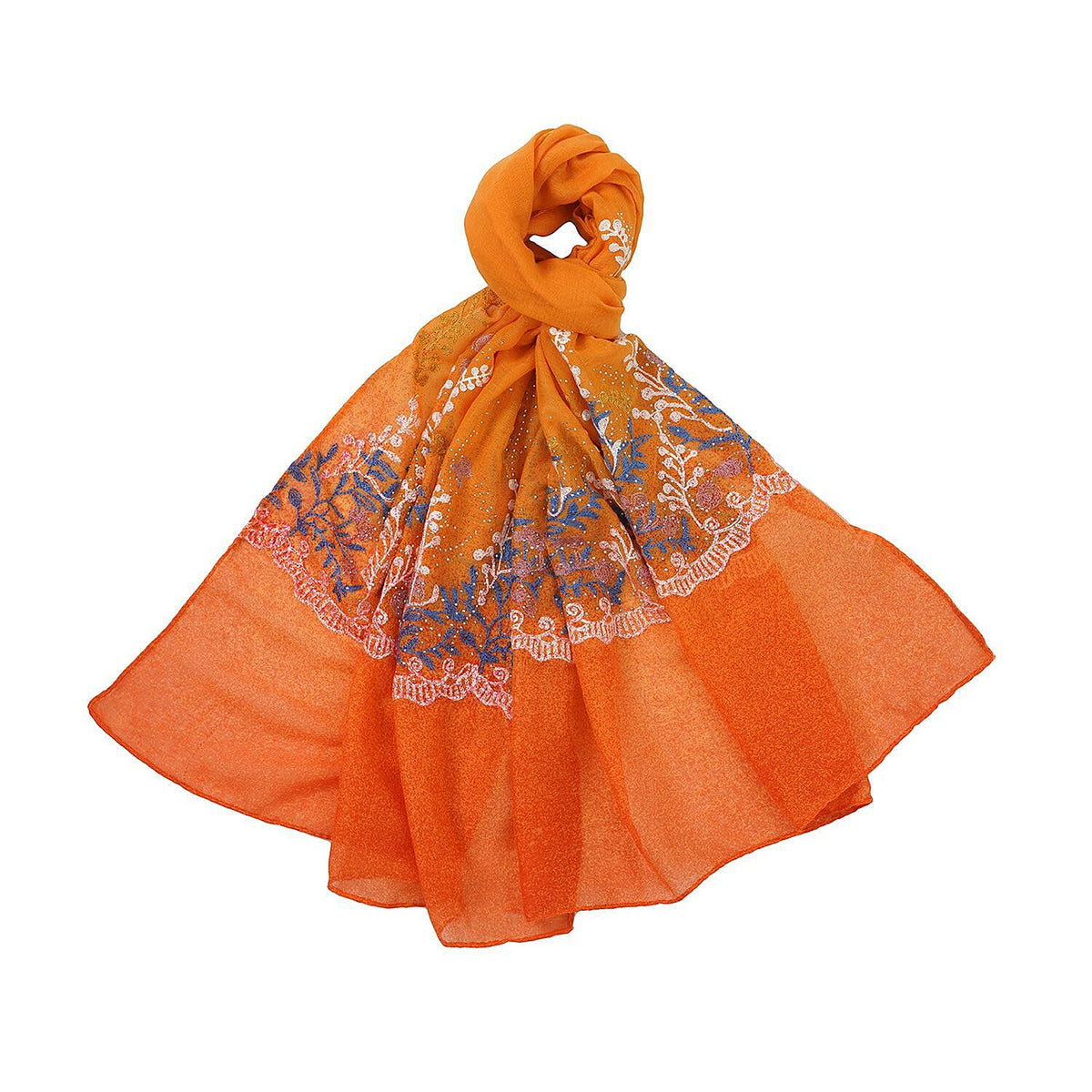Flower Embroidered Scarf (Size 180x68 Cm) - Orange 7257088 0