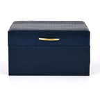 Leatherette Faux Lizard Skin Pattern 2 Layer Jewellery Box (Size 18x16x10 cm) - Navy
