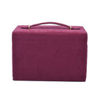 Multifunctional 4 layer Embroidered Pattern Jewellery Organizer with Handle (Size 26x19x18 cm) - Burgundy