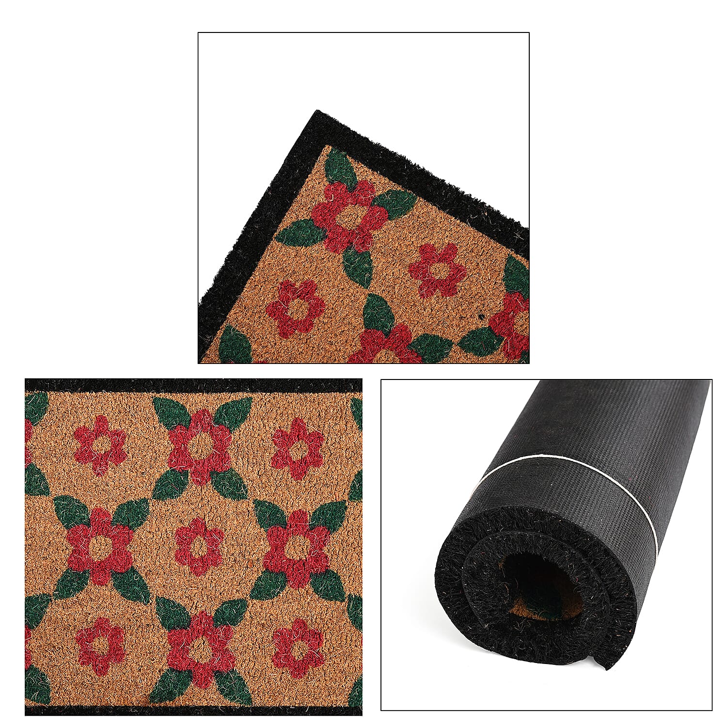 Flower Print Coir Door Mat (Size 40x60 cm) - Multi 8194747 6