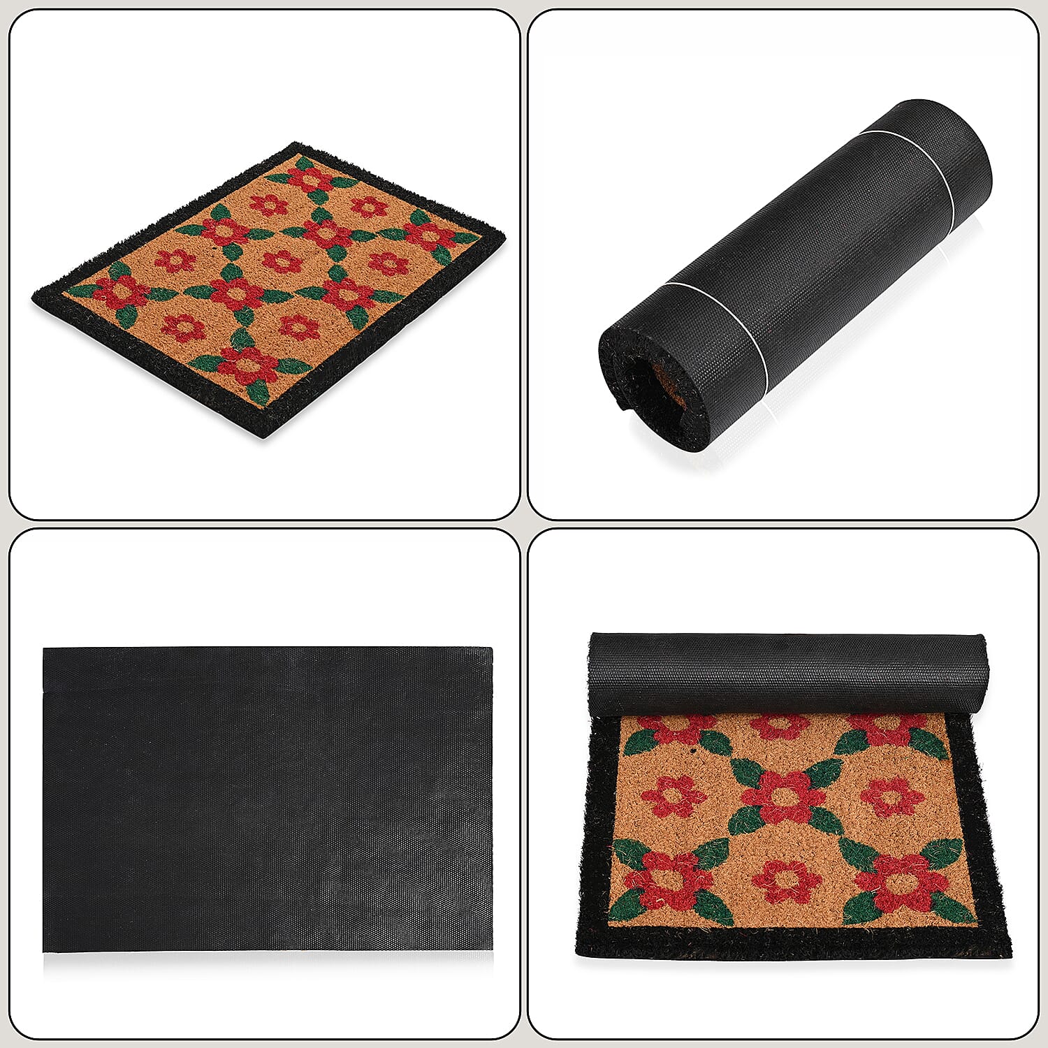 Flower Print Coir Door Mat (Size 40x60 cm) - Multi 8194747 7