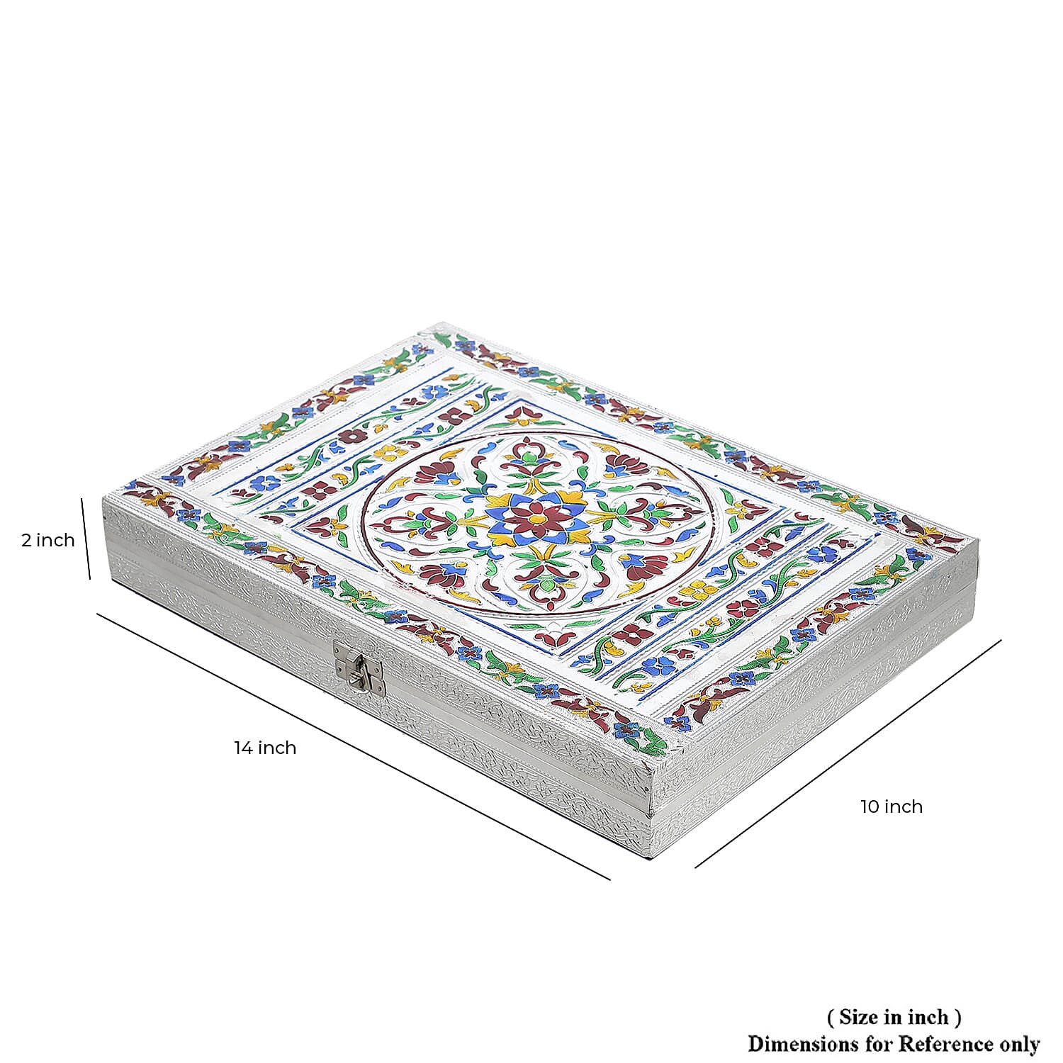 Minakari Oxidized Ring Box Flower Embossed Holds Upto 150 Rings (Size 35x25x5 cm) - Silver 7857255 6