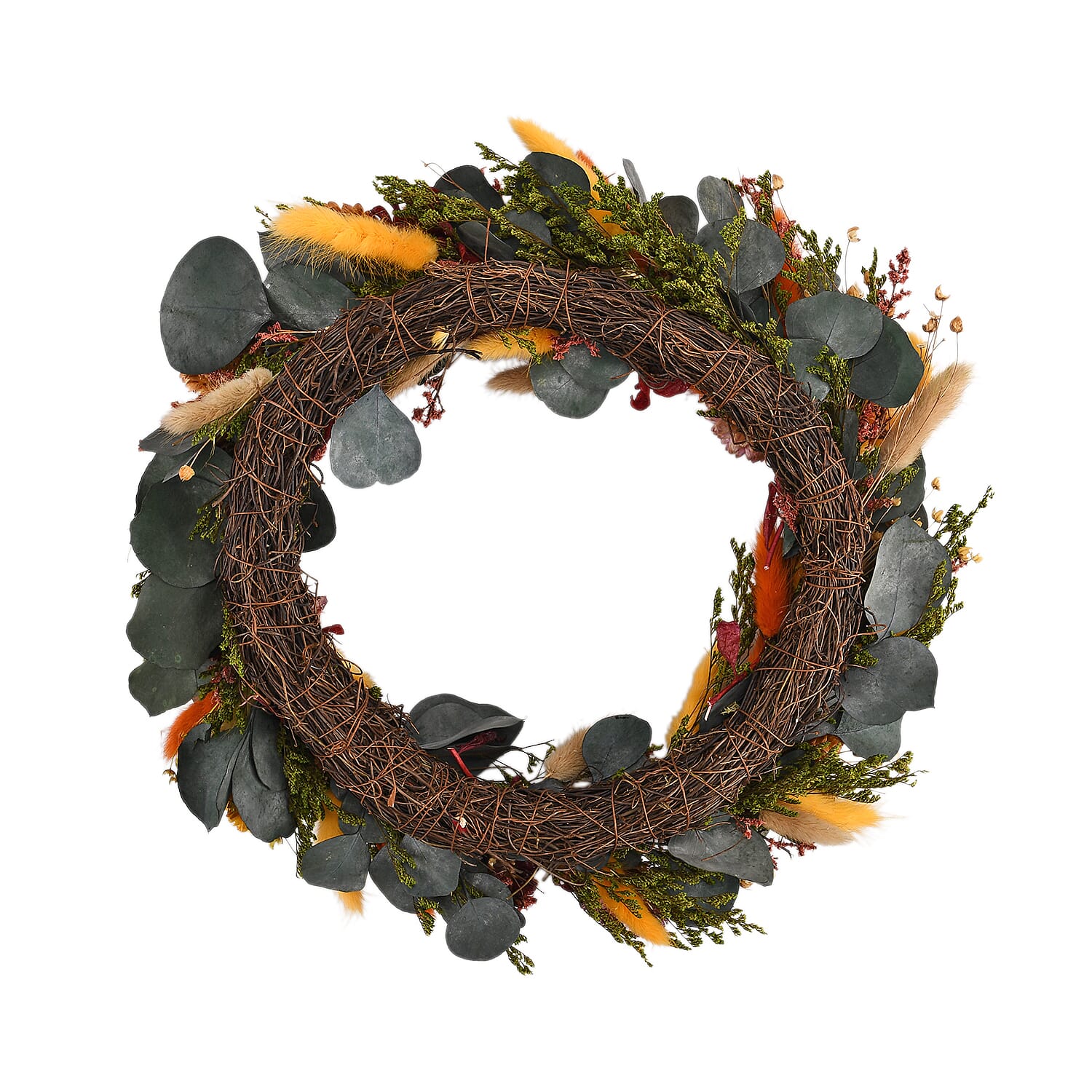 Flower Wreath Decoration (36cm) - Green, Yellow, Red &amp; Orange 8195639 2