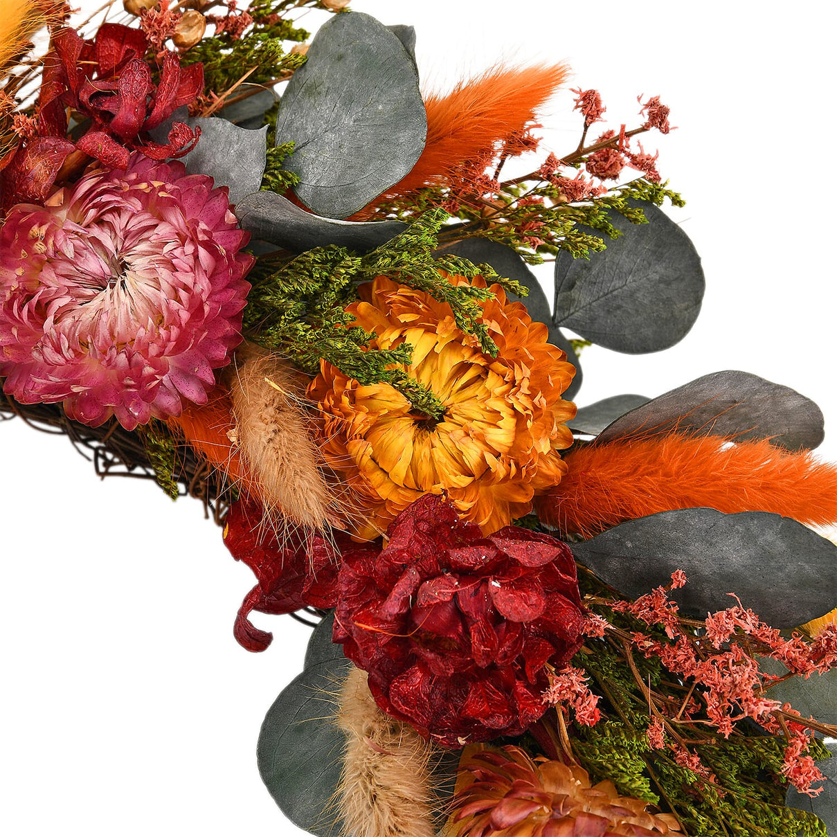 Flower Wreath Decoration (36cm) - Green, Yellow, Red &amp; Orange 8195639 3
