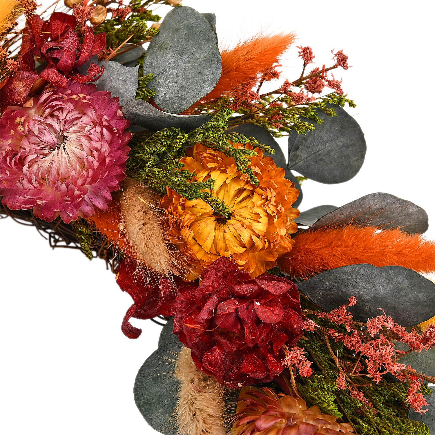 Flower Wreath Decoration (36cm) - Green, Yellow, Red &amp; Orange 8195639 3