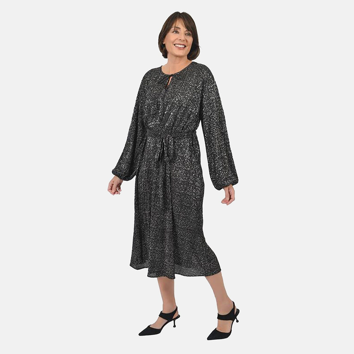 TAMSY Belted Plisse Midi Dress 7571657 0