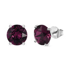 Foilback Amethyst Austrian Crystal Solitaire Stud Earrings in Sterling Silver