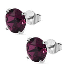 Foilback Amethyst Austrian Crystal Solitaire Stud Earrings in Sterling Silver