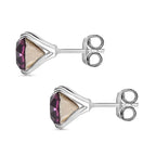 Foilback Amethyst Austrian Crystal Solitaire Stud Earrings in Sterling Silver
