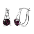 Foilback Amethyst Finest Austrian Crystal Solitaire Earrings in Platinum Overlay Sterling Silver 2.33 Ct.