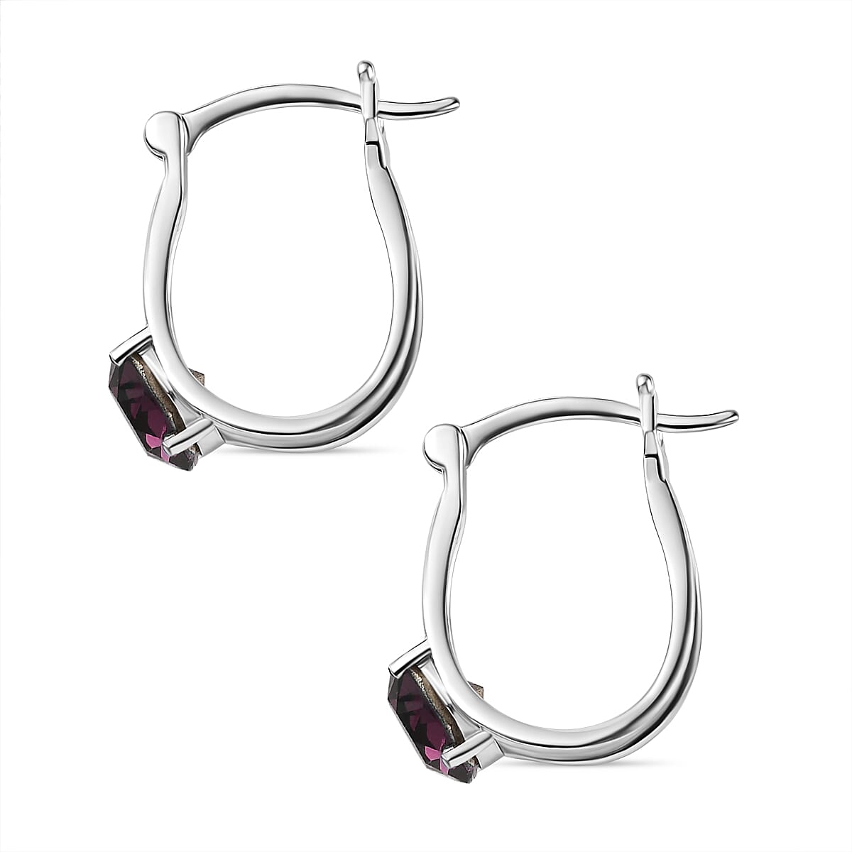 Foilback Amethyst Finest Austrian Crystal Solitaire Earrings in Platinum Overlay Sterling Silver 2.33 Ct. 7661748 4