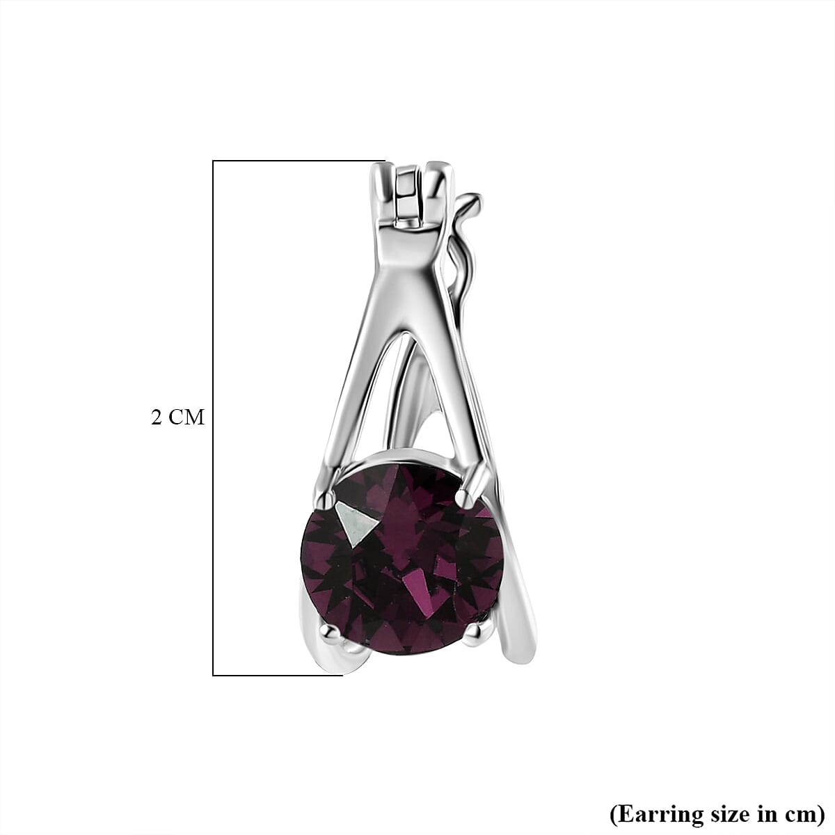 Foilback Amethyst Finest Austrian Crystal Solitaire Earrings in Platinum Overlay Sterling Silver 2.33 Ct. 7661748 5