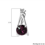 Foilback Amethyst Finest Austrian Crystal Solitaire Earrings in Platinum Overlay Sterling Silver 2.33 Ct.