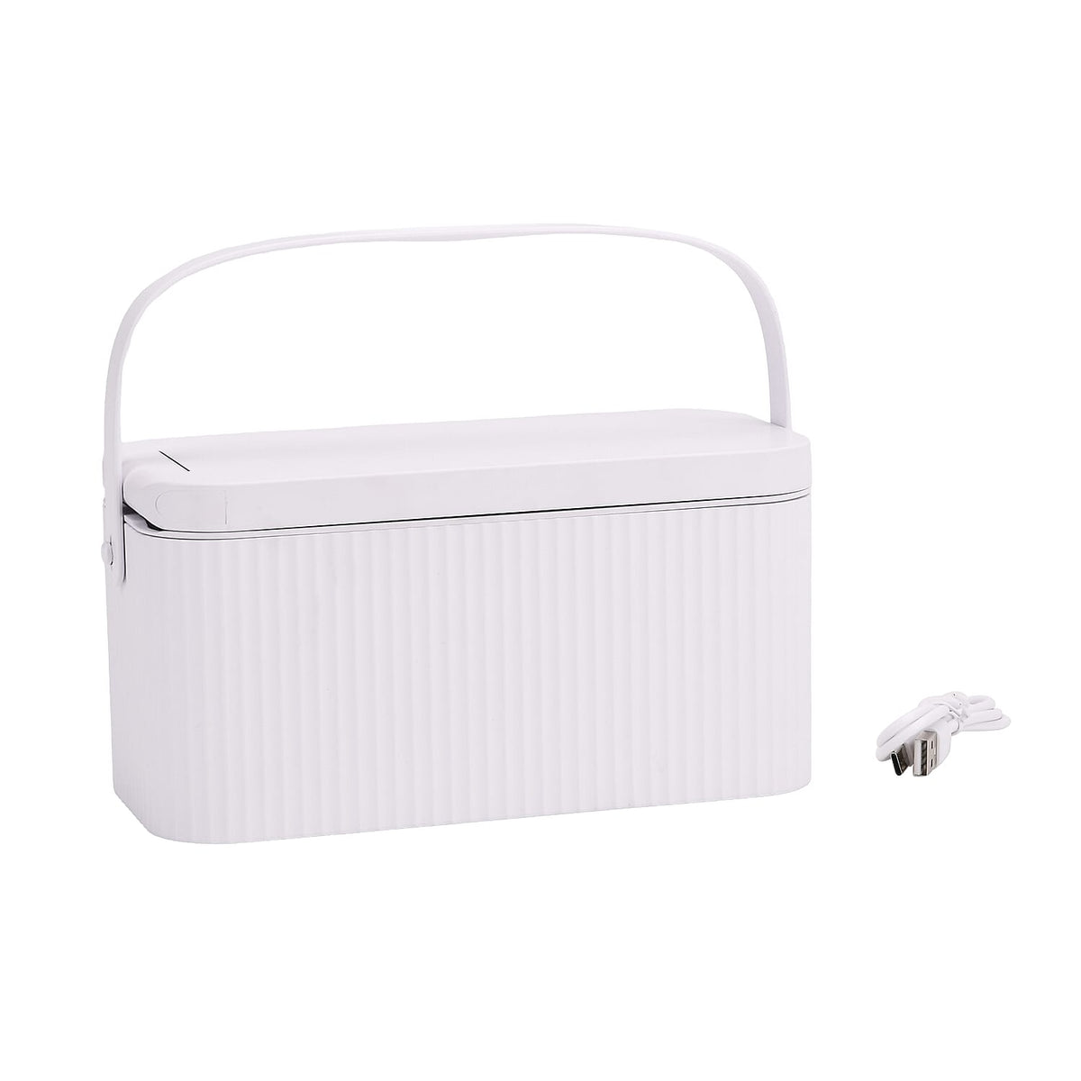 Foldable LED Cosmetic Mirror &amp; Storage Box with 900mAh Battery and USB Cable - White 8024257 0