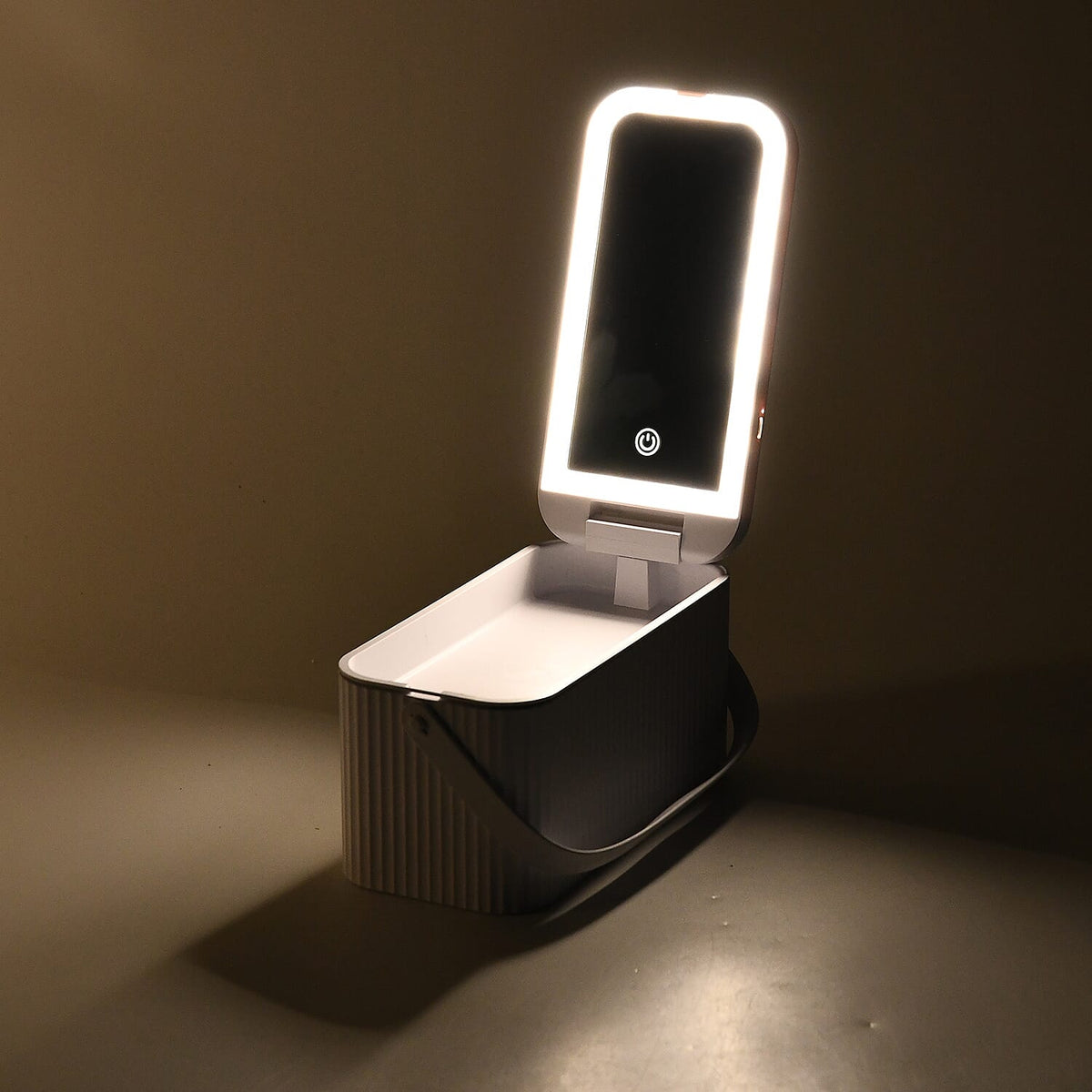Foldable LED Cosmetic Mirror &amp; Storage Box with 900mAh Battery and USB Cable - White 8024257 2