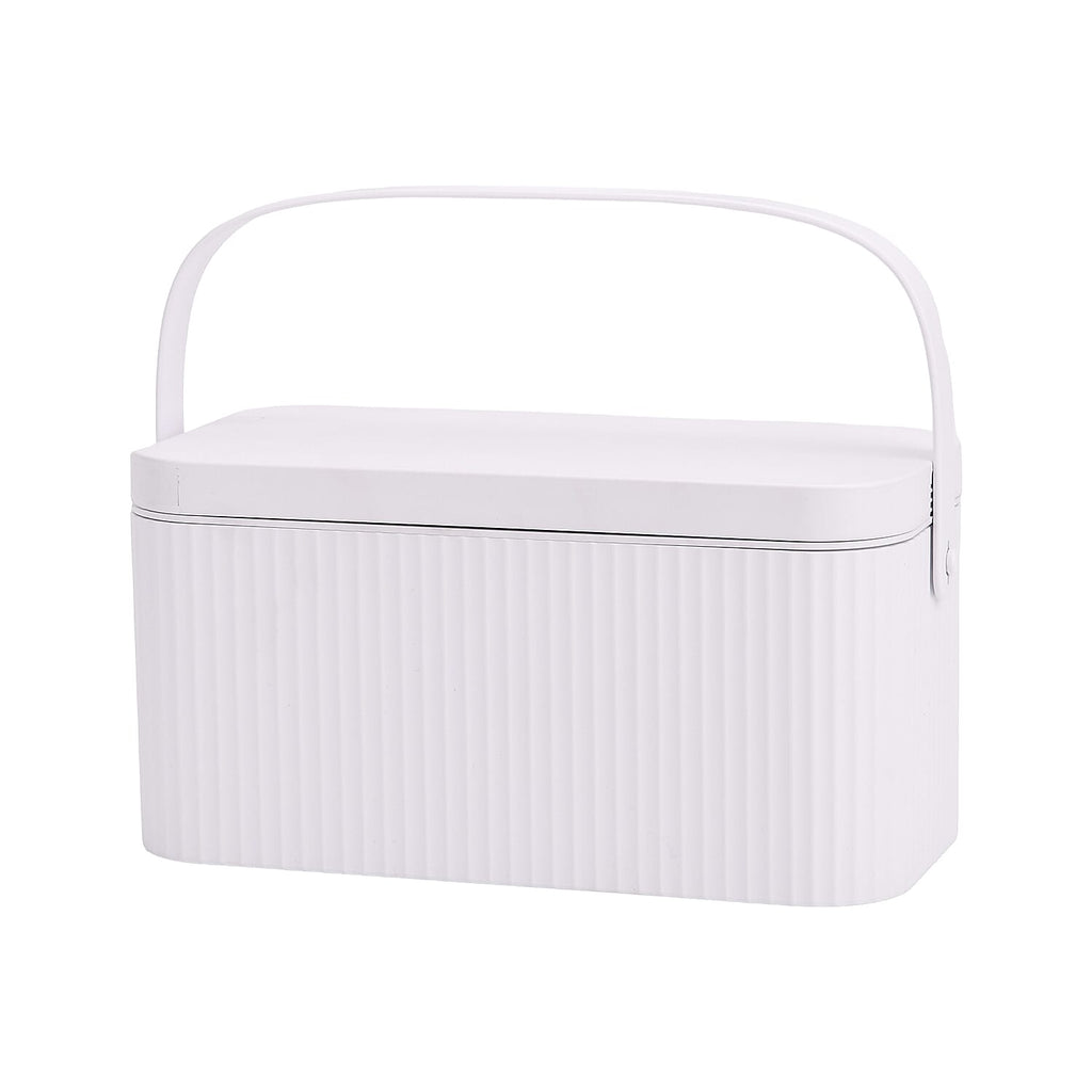 Foldable LED Cosmetic Mirror & Storage Box with 900mAh Battery and USB Cable - White