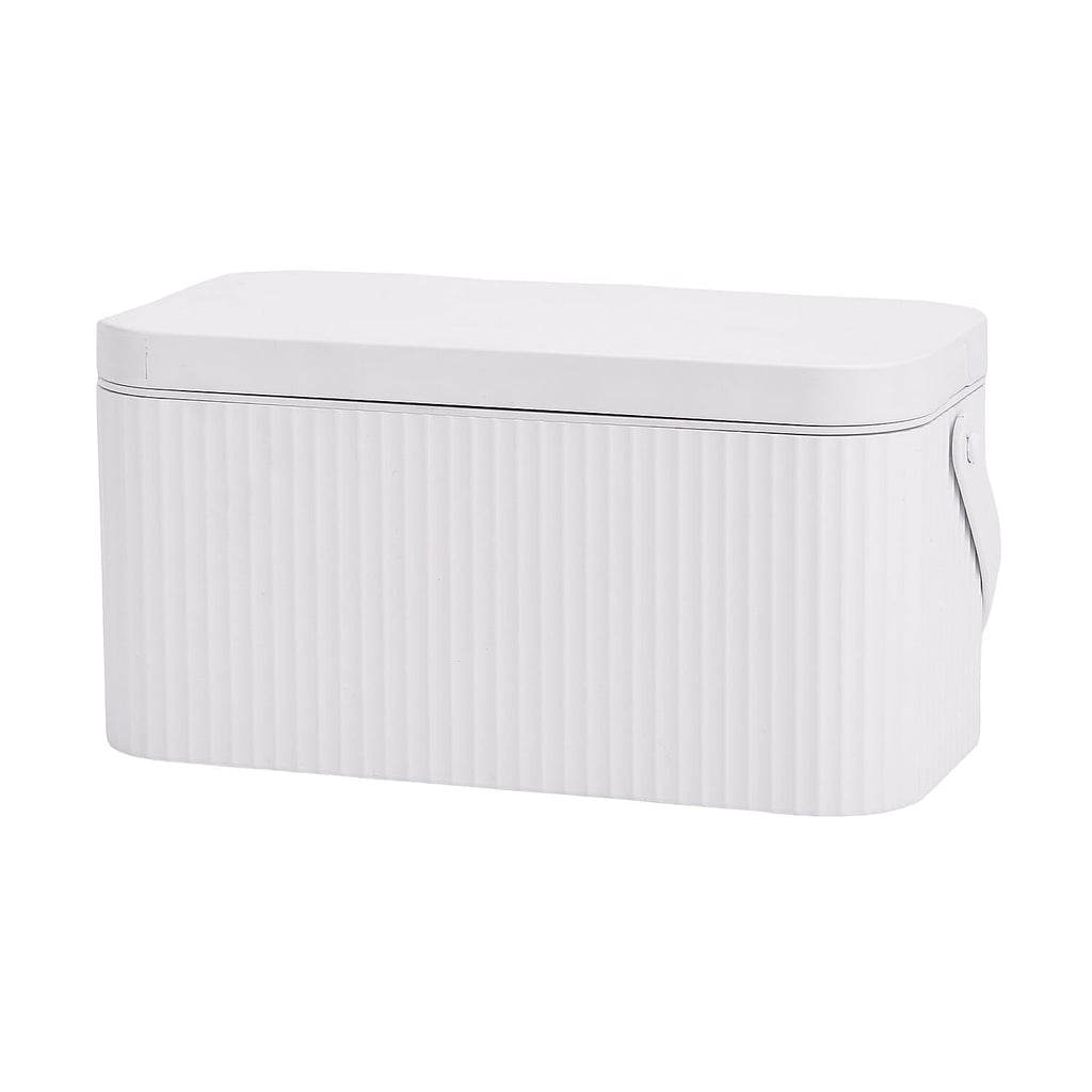 Foldable LED Cosmetic Mirror & Storage Box with 900mAh Battery and USB Cable - White