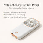 Foldable & Rechargable 3 Speed Fan, Phone Holder, Power Bank with Neck Strap (Works upto 8hrs) - White