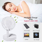 Foldable and Adjustable Mini Fan with 2 Wind Speed Settings (Size:9x9x16cm) - White