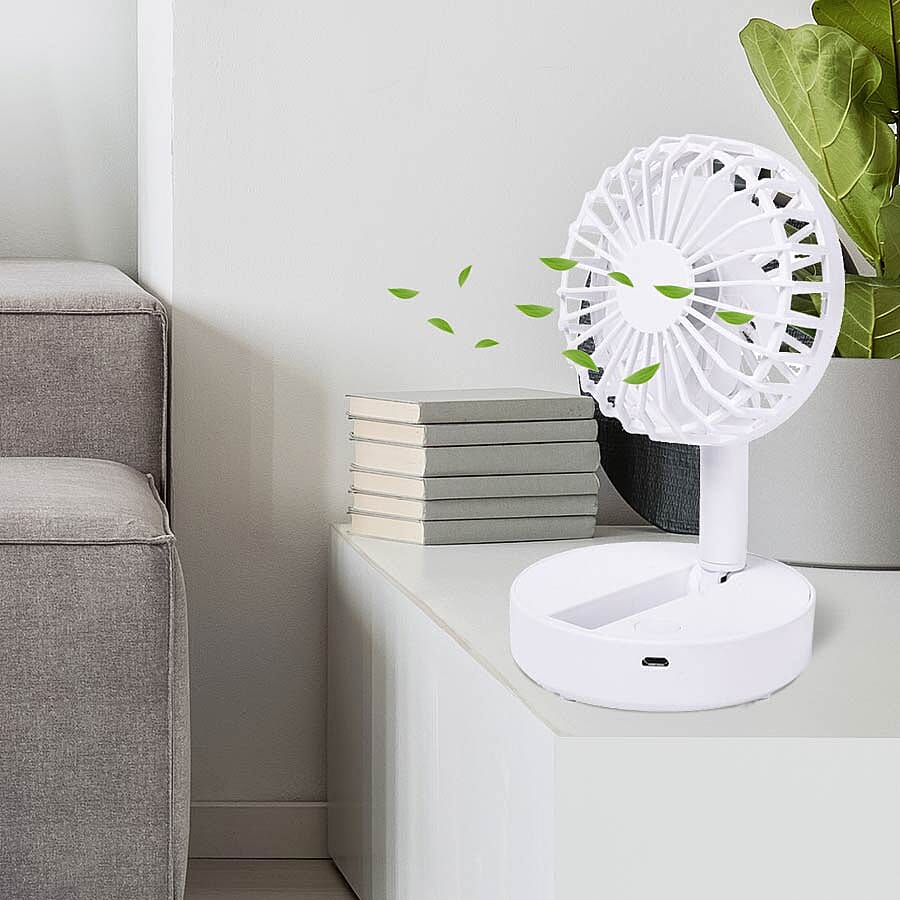 Foldable and 180 Degrees Adjustable Mini Fan with 2 Wind Speed Settings and No Noise Design - White 3744937 3