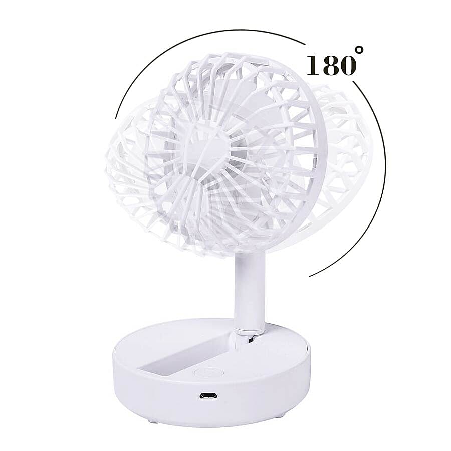 Foldable and 180 Degrees Adjustable Mini Fan with 2 Wind Speed Settings and No Noise Design - White 3744937 4