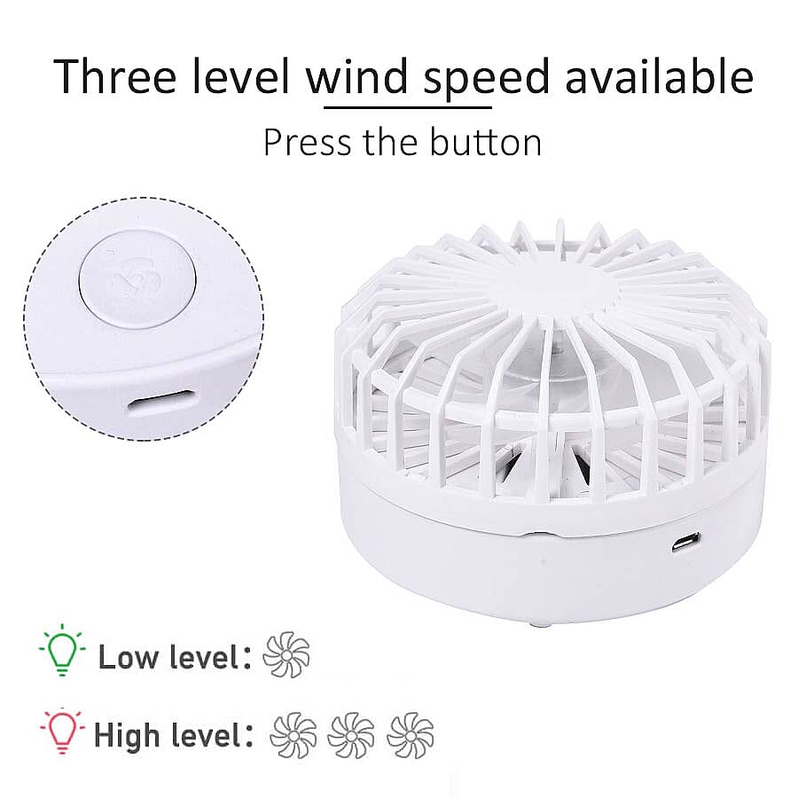 Foldable and 180 Degrees Adjustable Mini Fan with 2 Wind Speed Settings and No Noise Design - White 3744937 5