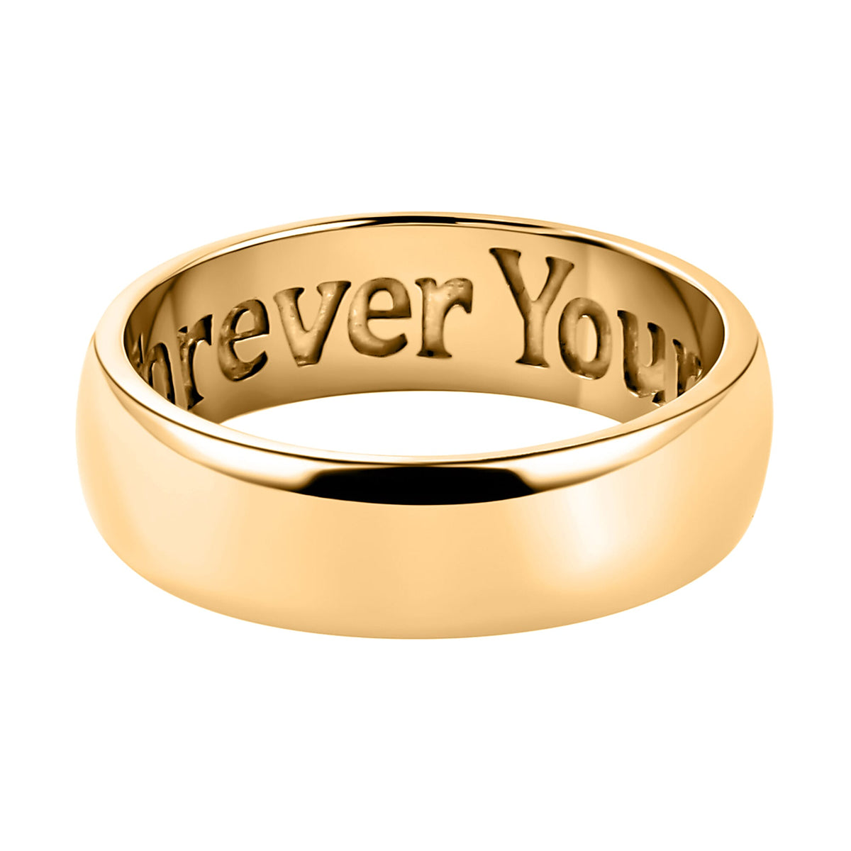 Forever Yours Engraved Wedding Band Ring in Sterling Silver with 18K Vermeil Yellow Gold 7442652 2