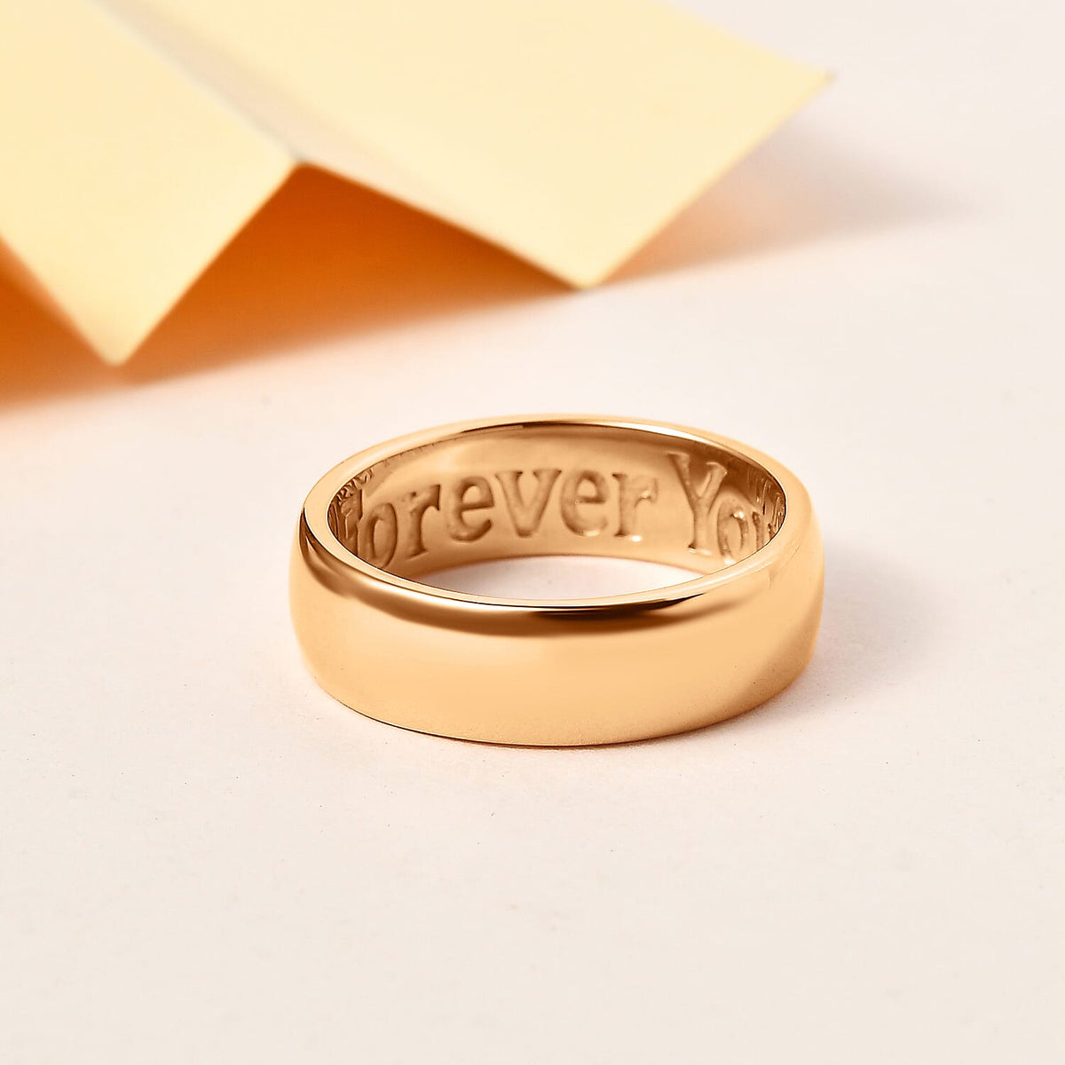 Forever Yours Engraved Wedding Band Ring in Sterling Silver with 18K Vermeil Yellow Gold 7442652 4