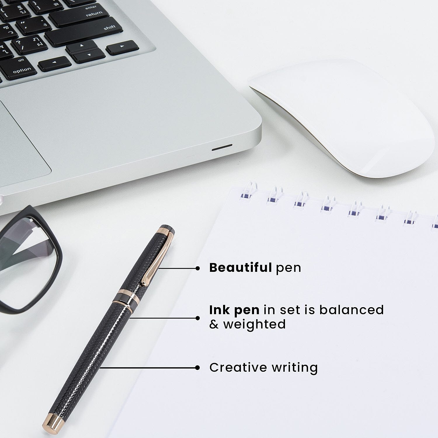Black Fountain Pen with Diary Set with 2 Extra Refills 7168436 4