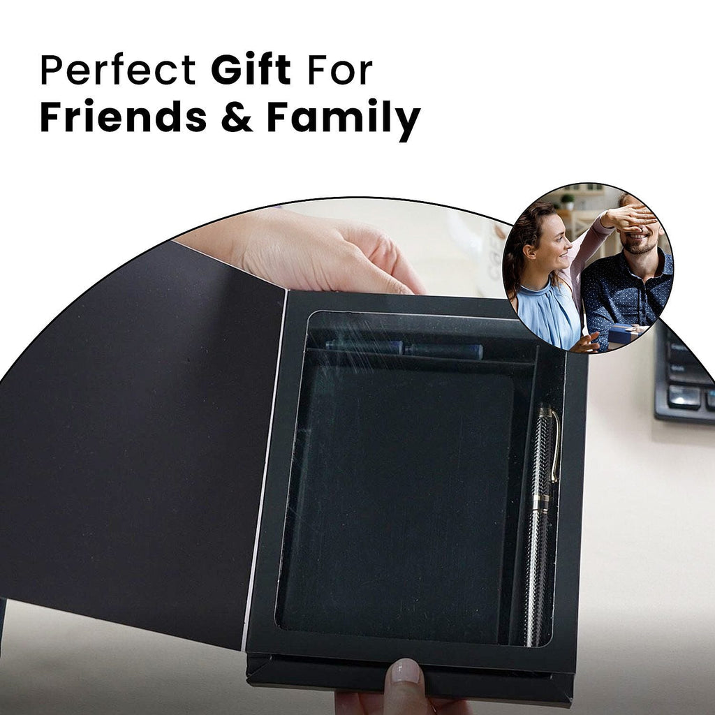 Black Fountain Pen with Diary Set with 2 Extra Refills