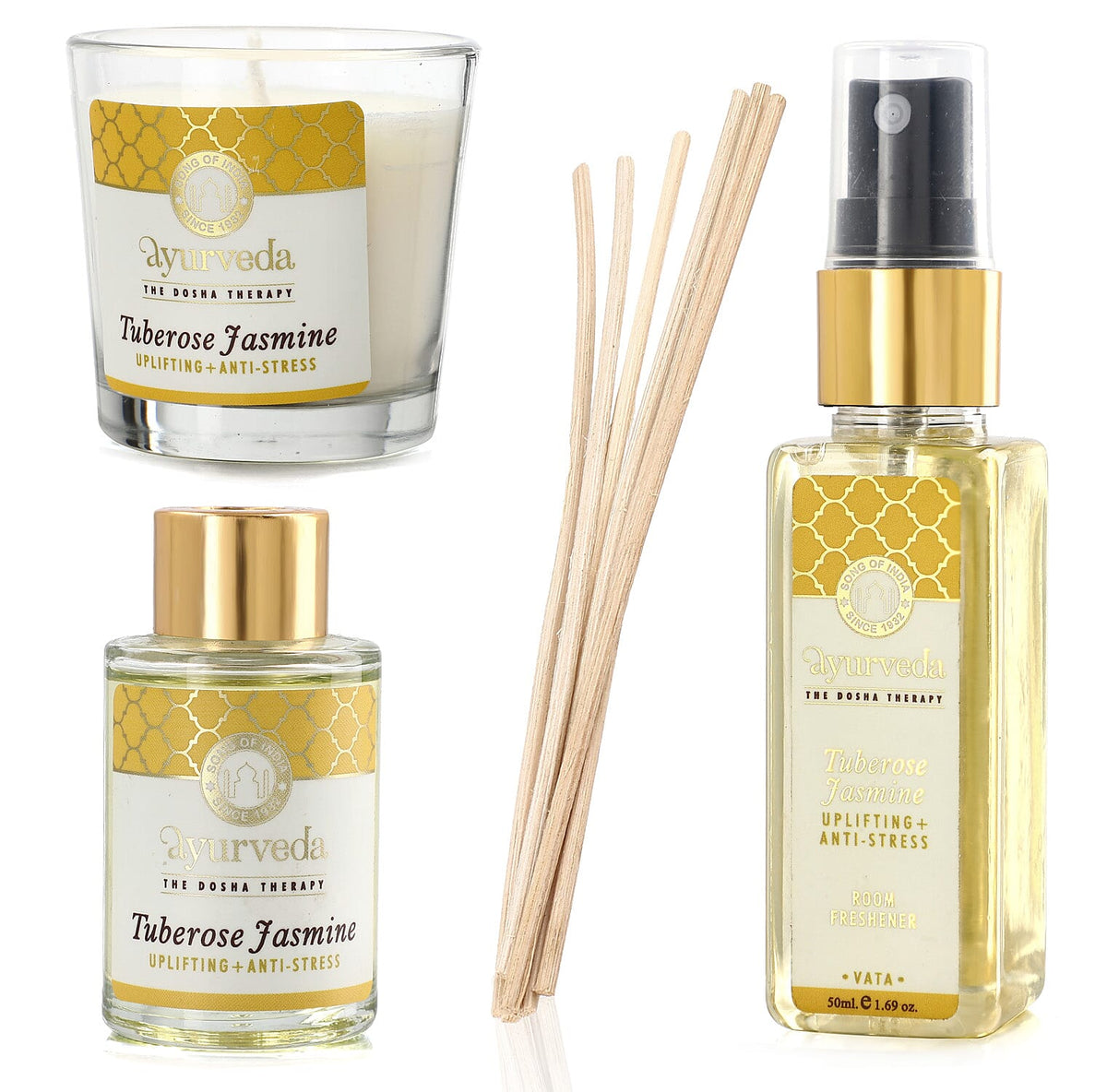Song of India - Fragrance Gift Set - (Reed Diffuser, soothing candles and a personalized message card) 7935381 0