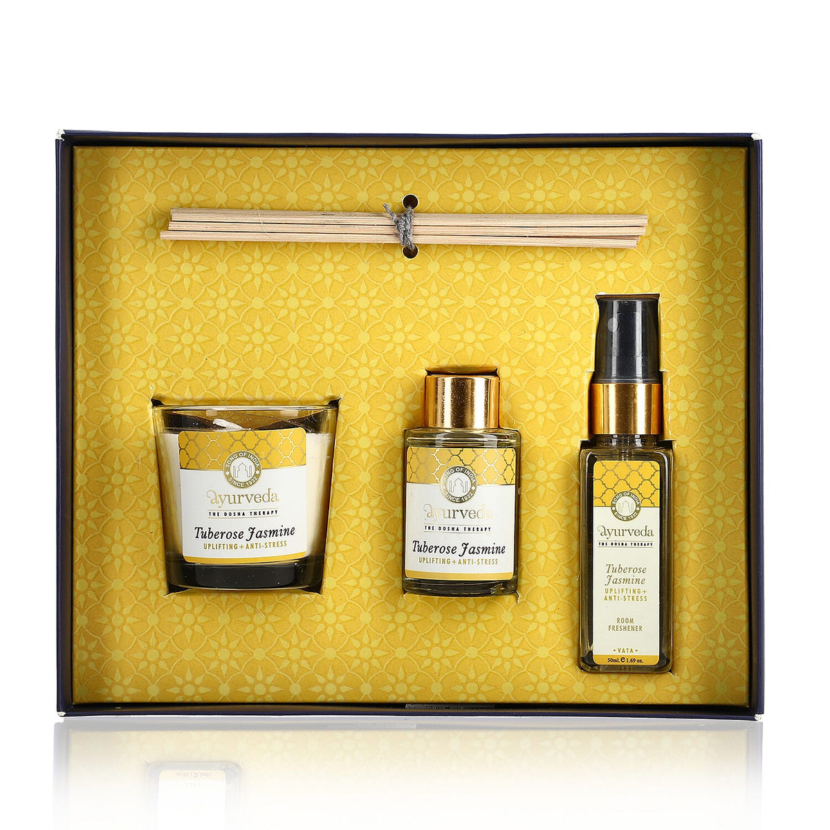 Song of India - Fragrance Gift Set - (Reed Diffuser, soothing candles and a personalized message card) 7935381 4