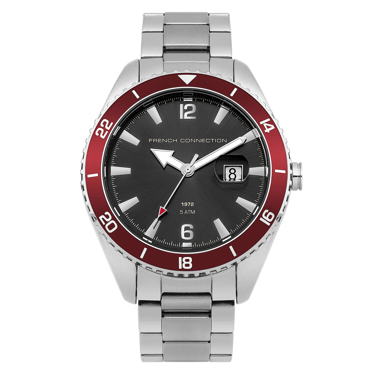 French Connection Grey Dial Men's Watch With Silver Colour Chain Strap 8858142 0