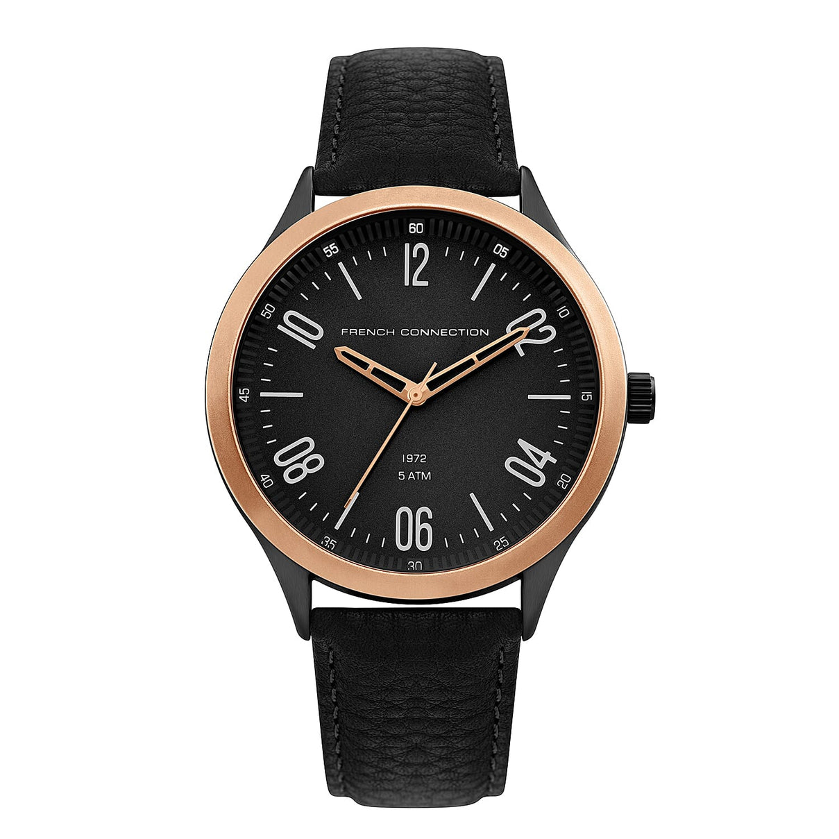 French Connection Quartz Black Dial Watch with Black Leather Strap 8859981 0