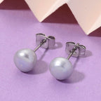 Grey Fresh Water Pearl Earrings with Push Backs