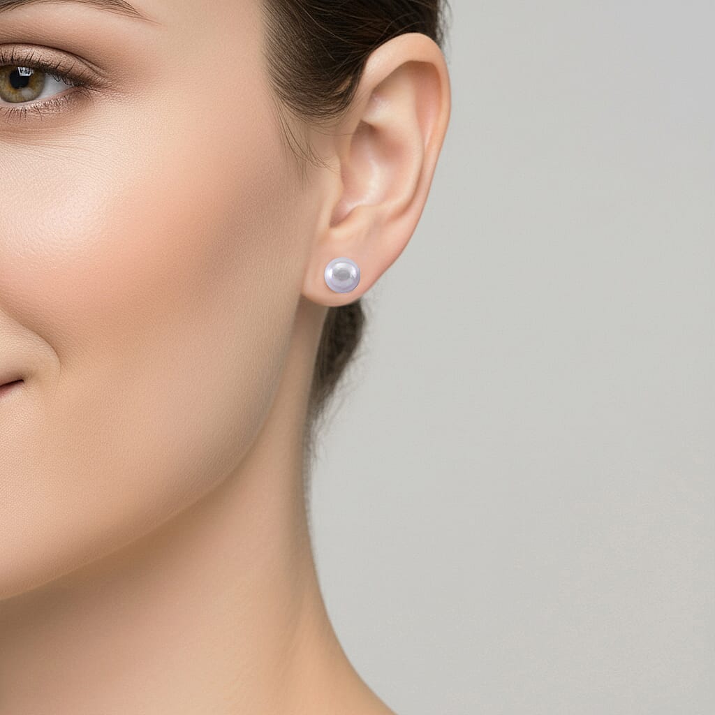 Grey Freshwater Pearl (7-8mm) Stud Earrings with Push Backs V32715402 2