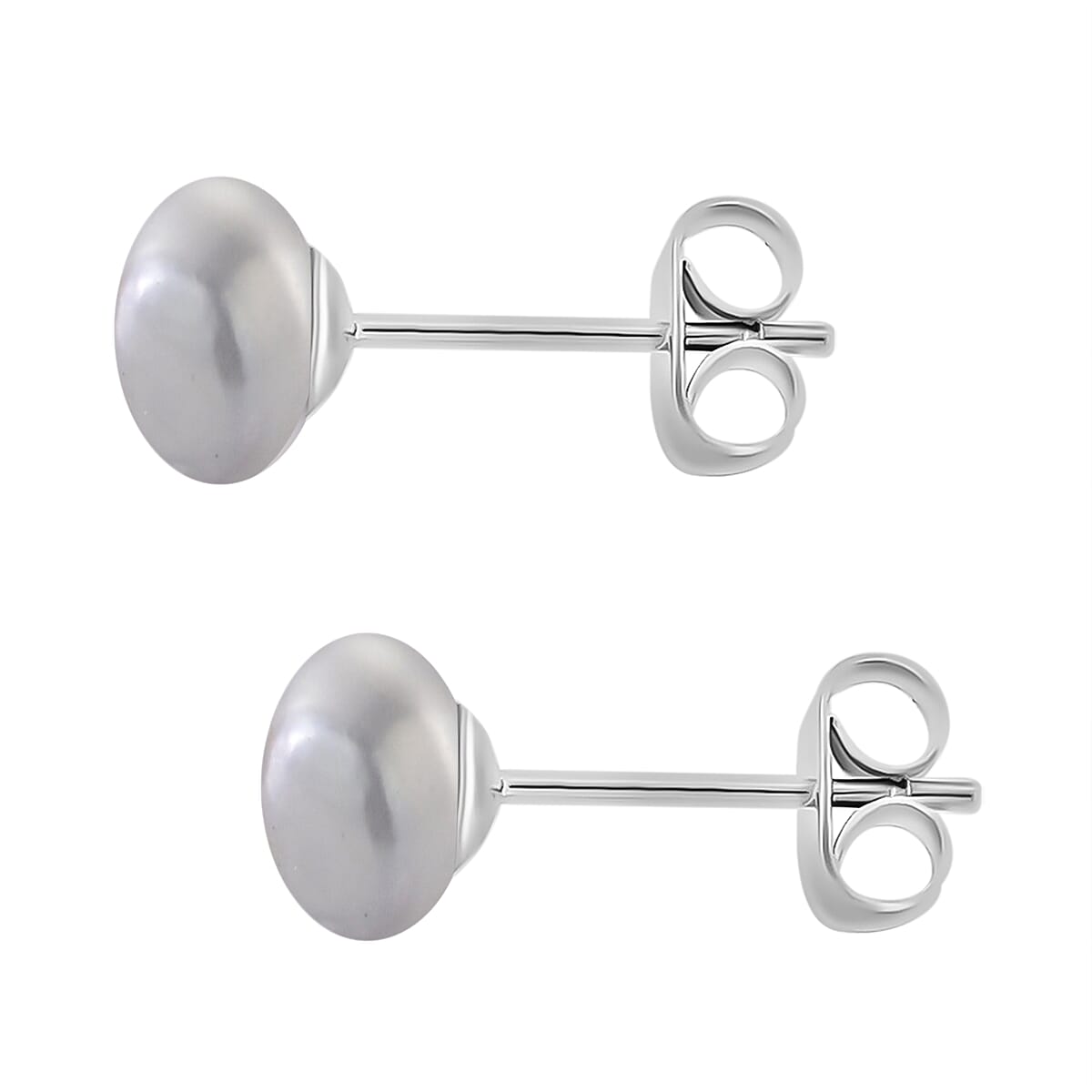Grey Freshwater Pearl (7-8mm) Stud Earrings with Push Backs V32715402 3