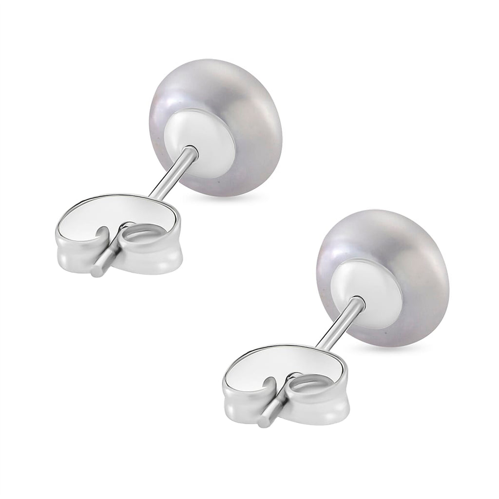 Grey Fresh Water Pearl Earrings with Push Backs
