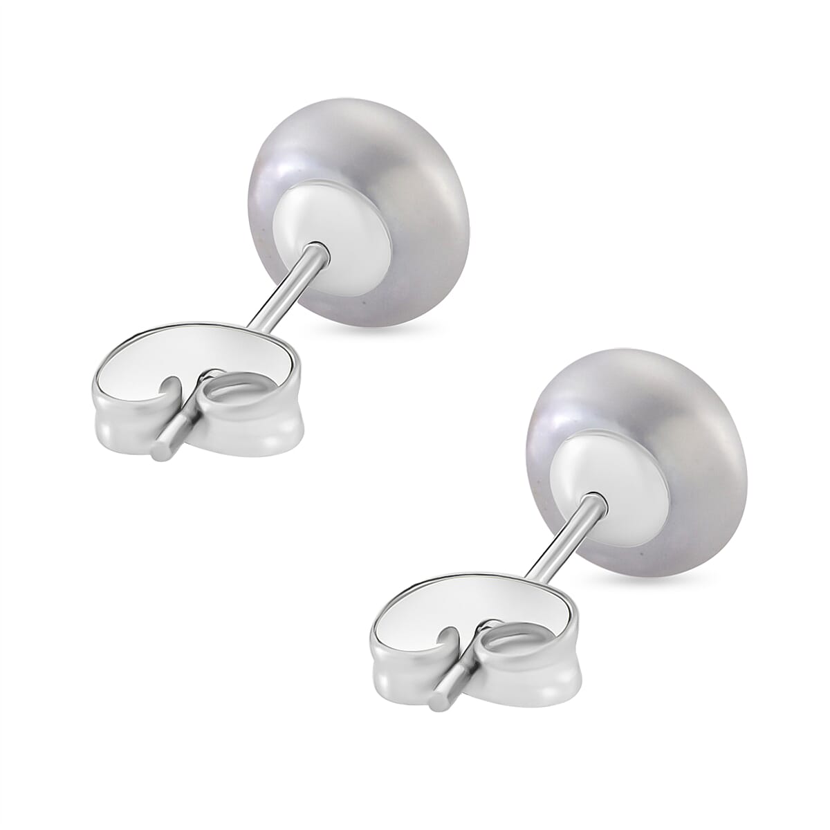 Grey Freshwater Pearl (7-8mm) Stud Earrings with Push Backs V32715402 4
