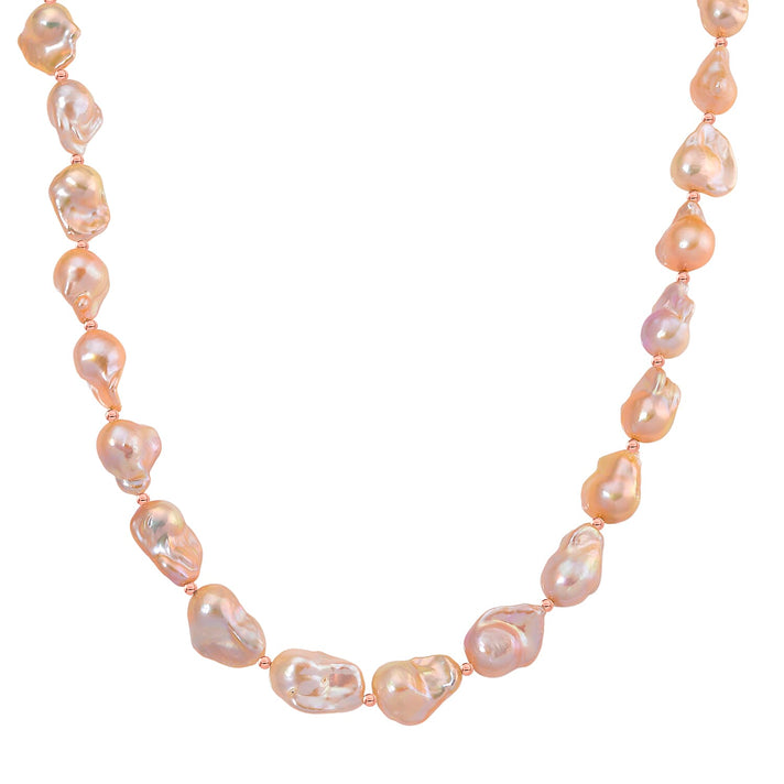 Fifth Avenue Closeout - AAA Golden Baroque Pearl Necklace (Size 20 - 2 Ext) in Rose Gold Plated Sterling Silver 8248067 1