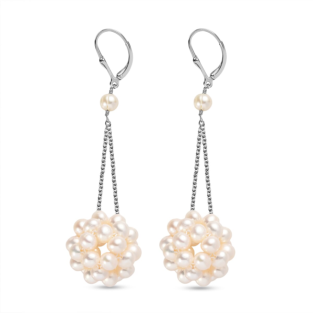 Fresh Water Pearl Earring with Lever Back in Rhodium Overlay Sterling Silver 35.00 Ct. 8196679 4