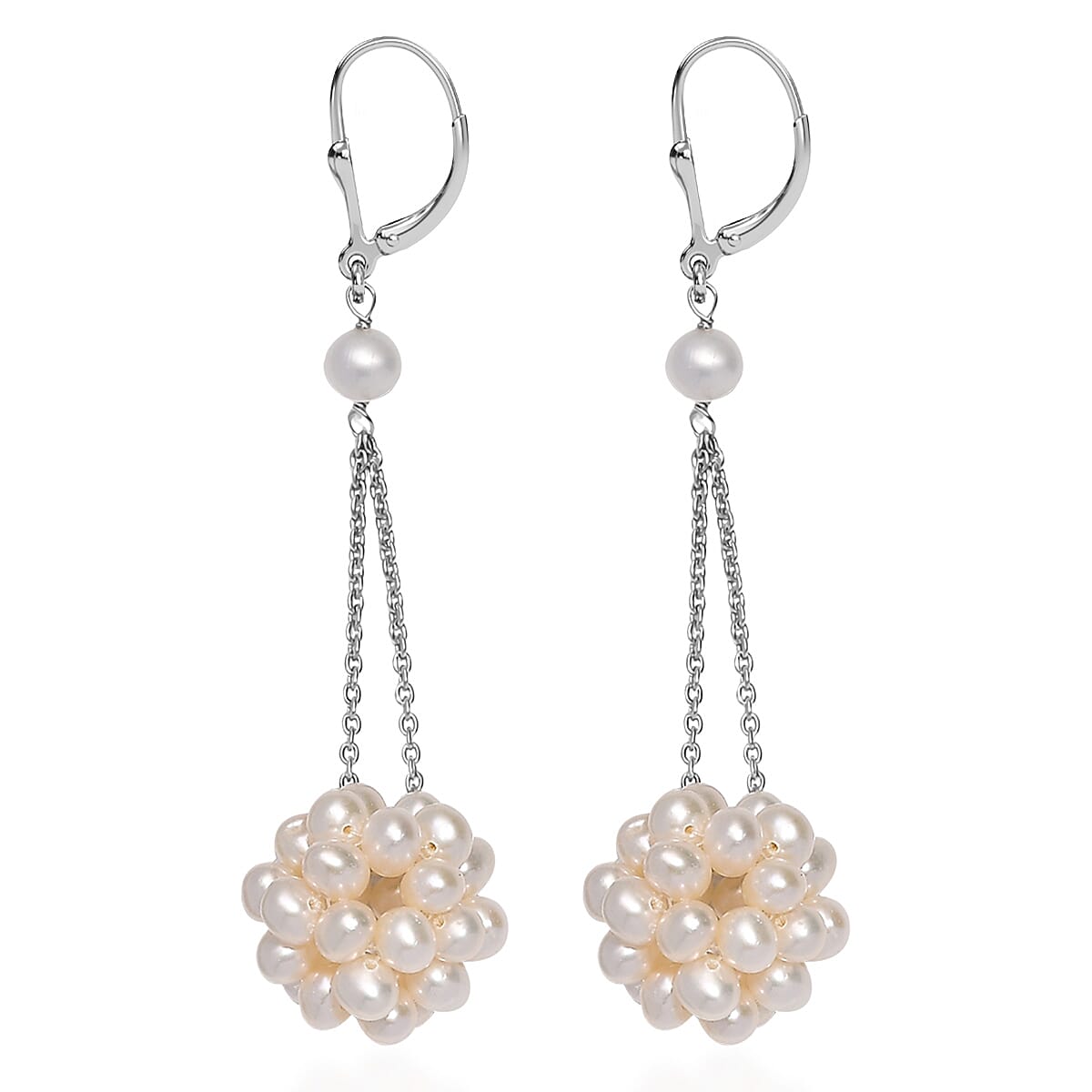 AAA Fresh Water Pearl Earring with Lever Back in Rhodium Overlay Sterling Silver 8131984 7