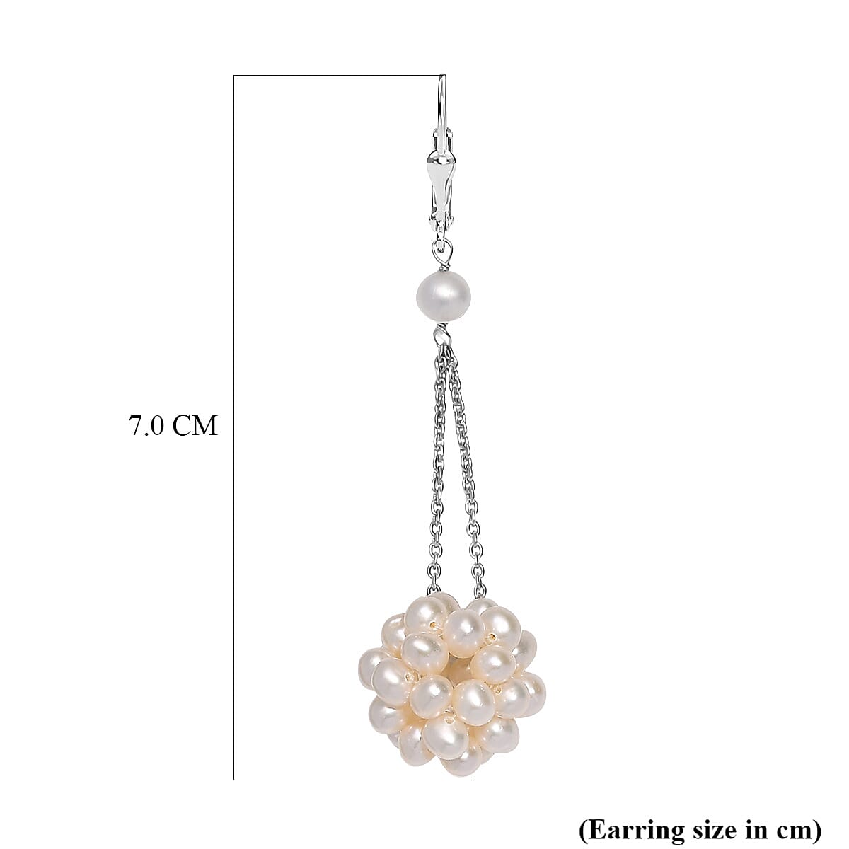 AAA Fresh Water Pearl Earring with Lever Back in Rhodium Overlay Sterling Silver 8131984 9