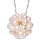 Fresh Water Pearl Necklace (Size - 20) with Lobster Clasp in Rhodium Overlay Sterling Silver 25.00 Ct.