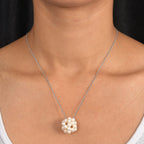 Fresh Water Pearl Necklace (Size - 20) with Lobster Clasp in Rhodium Overlay Sterling Silver 25.00 Ct.