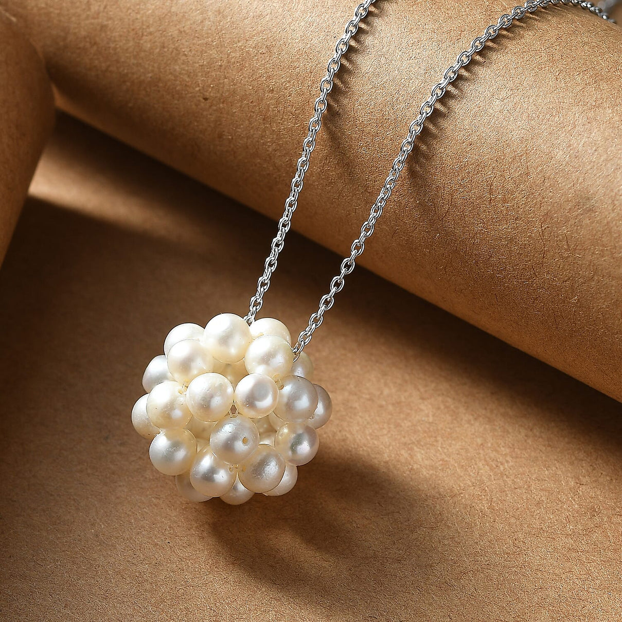 Fresh Water Pearl Necklace (Size - 20) with Lobster Clasp in Rhodium Overlay Sterling Silver 25.00 Ct. 8196648 3