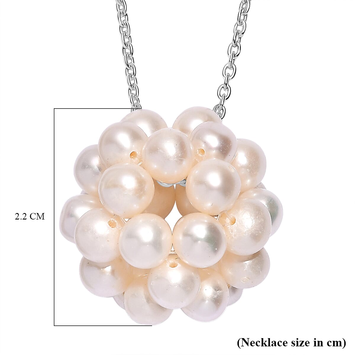 Fresh Water Pearl Necklace (Size - 20) with Lobster Clasp in Rhodium Overlay Sterling Silver 25.00 Ct. 8196648 5
